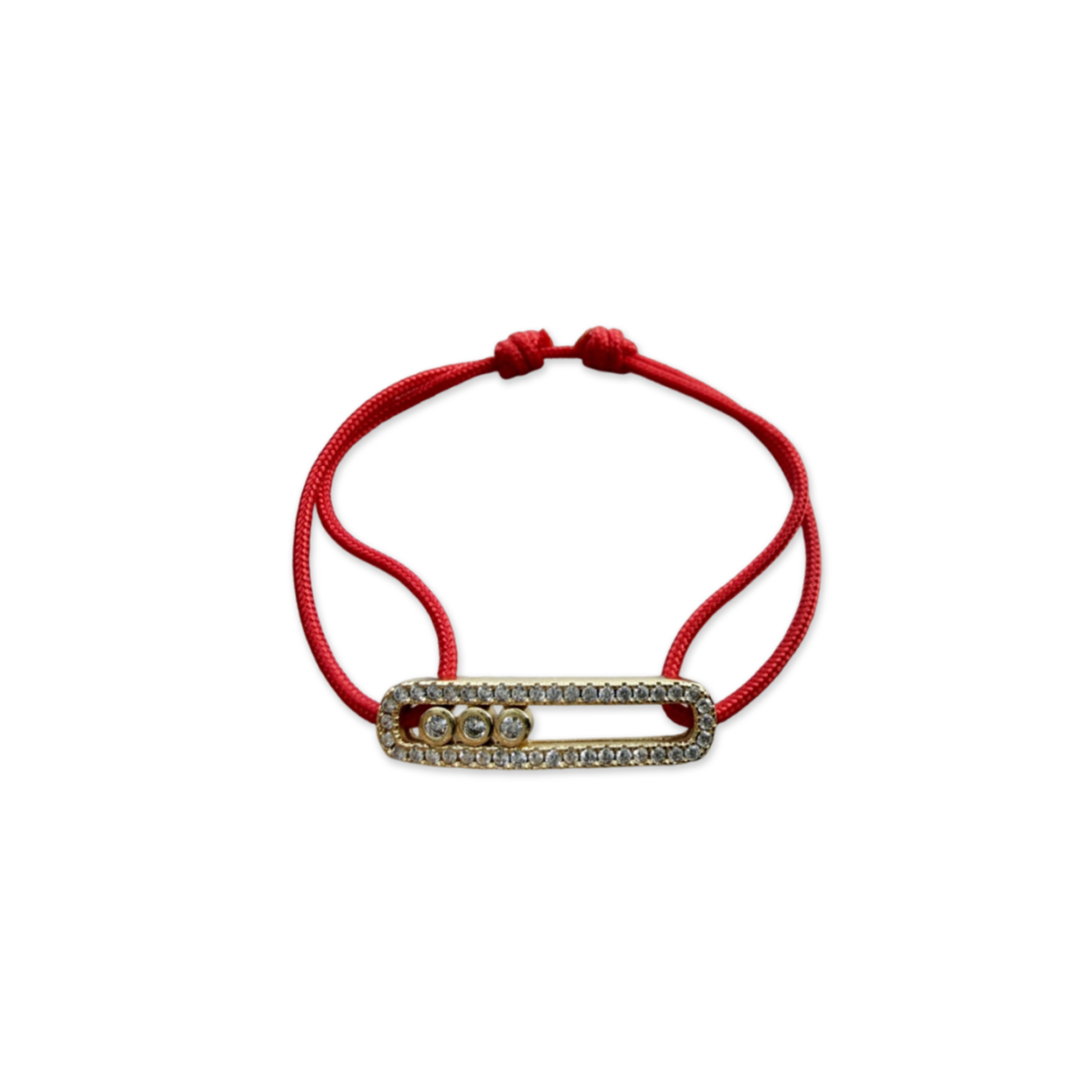 Mes1kaa Mes1kaa care(s) red cord pavÉ bracelet yellow gold